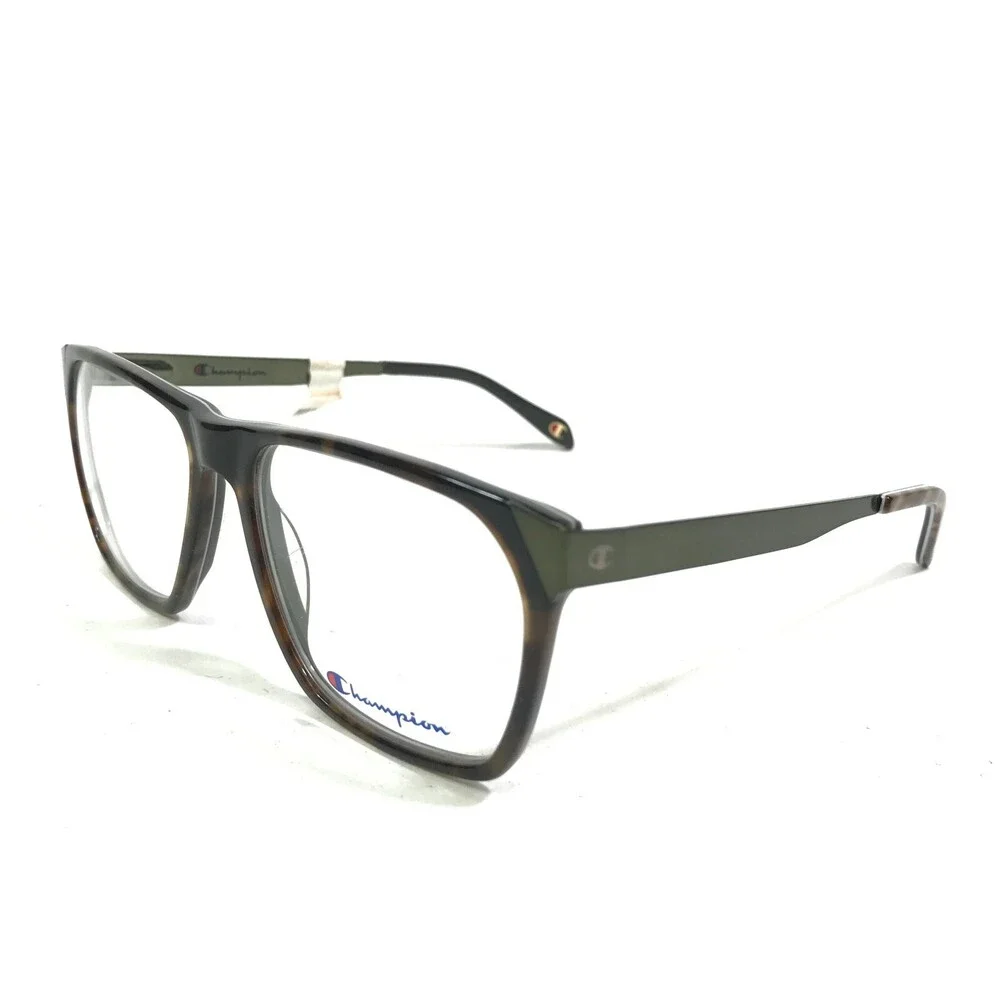 Champion Eyeglasses Frames CH 02 COL 10 Green Tortoise Square Full Rim 55-16-140
